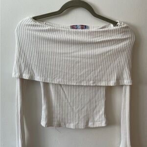 Urban Outfitters White Ribbed Crop Blouse